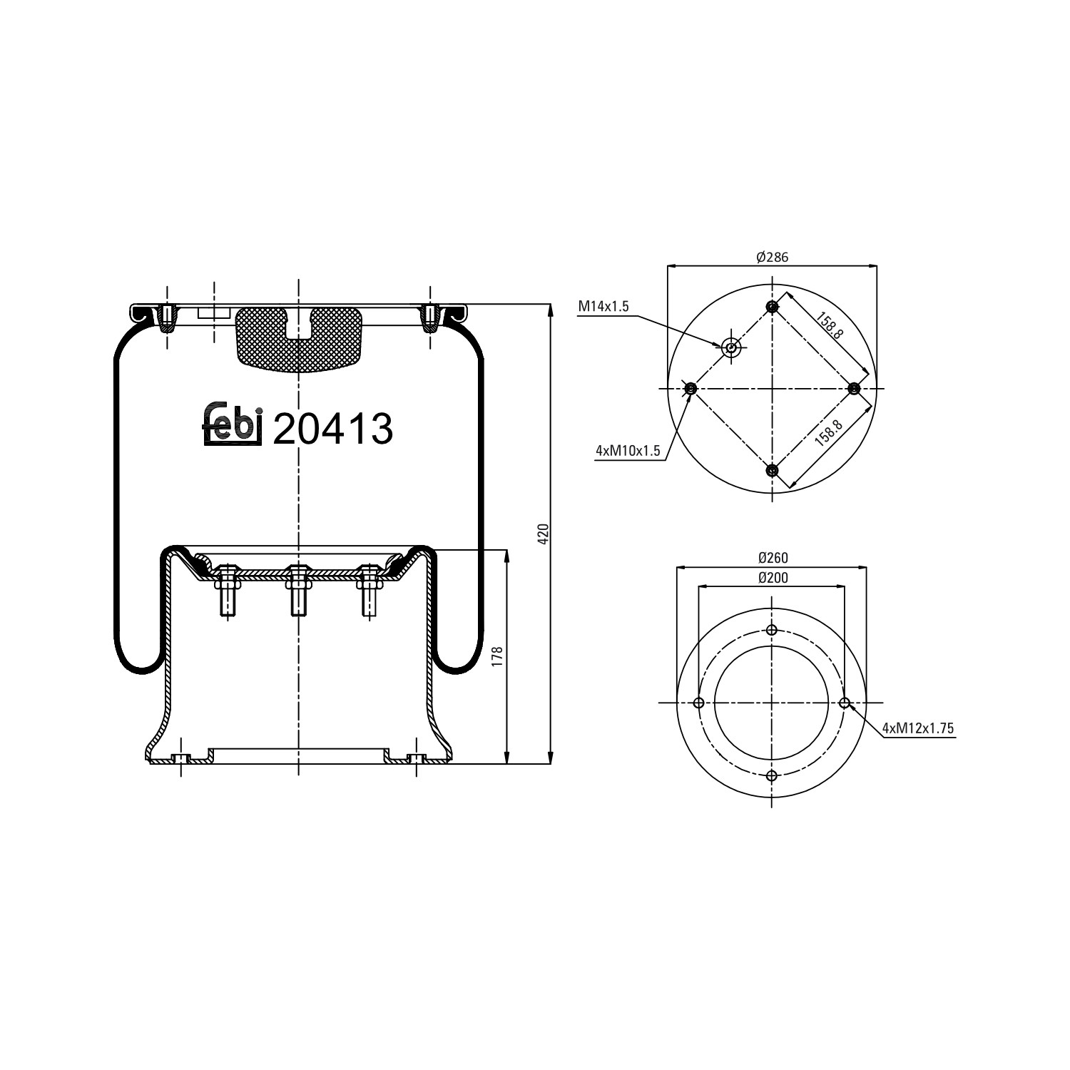 Пневмоподушка/Пневморессора моста RML75924C Blacktech
